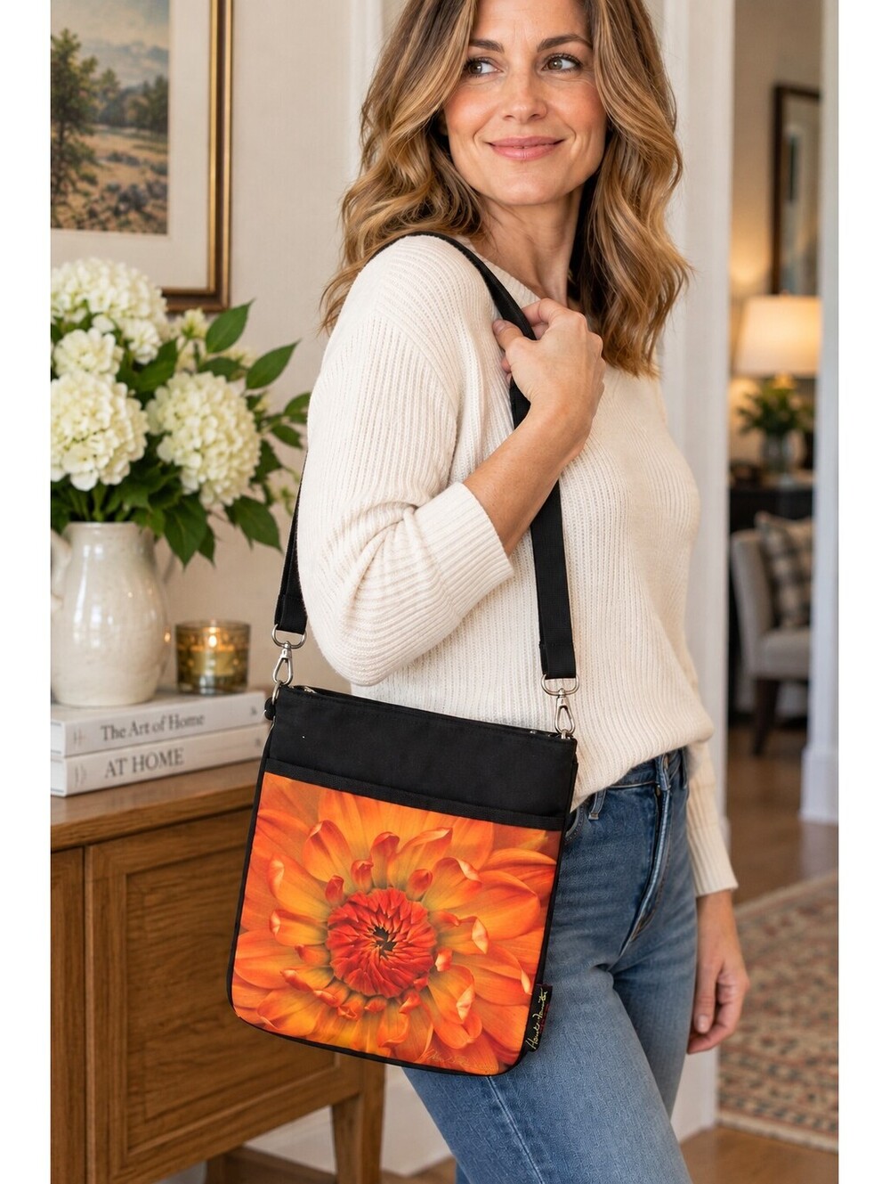 NWT Harold Feinstein Fresh Flowers Orange Floral Crossbody Bag Coyne's